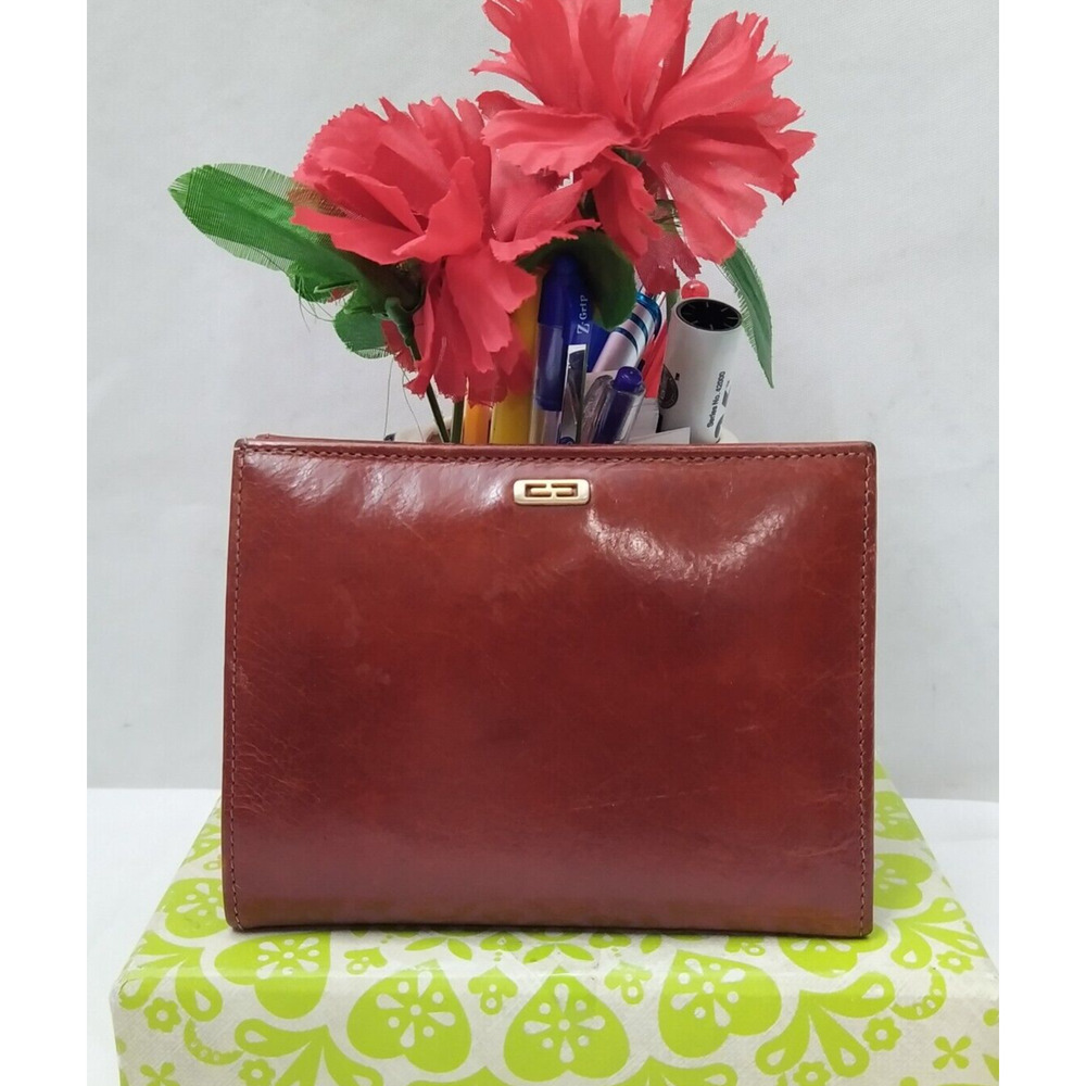 Gary Brown Leather Kisslock Credit Card Bifold Wallet - Vintage - Made in USA